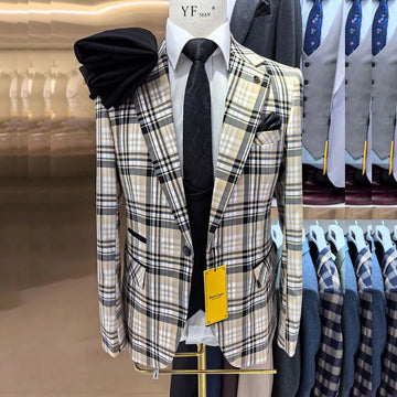 Aidase Elegant Wedding Men's Suits Single Breasted Notch Lapel Blazer Back Vent Slim Fit Prom Party 3 Piece Jacket Pants Blazer Terno aidase-shop